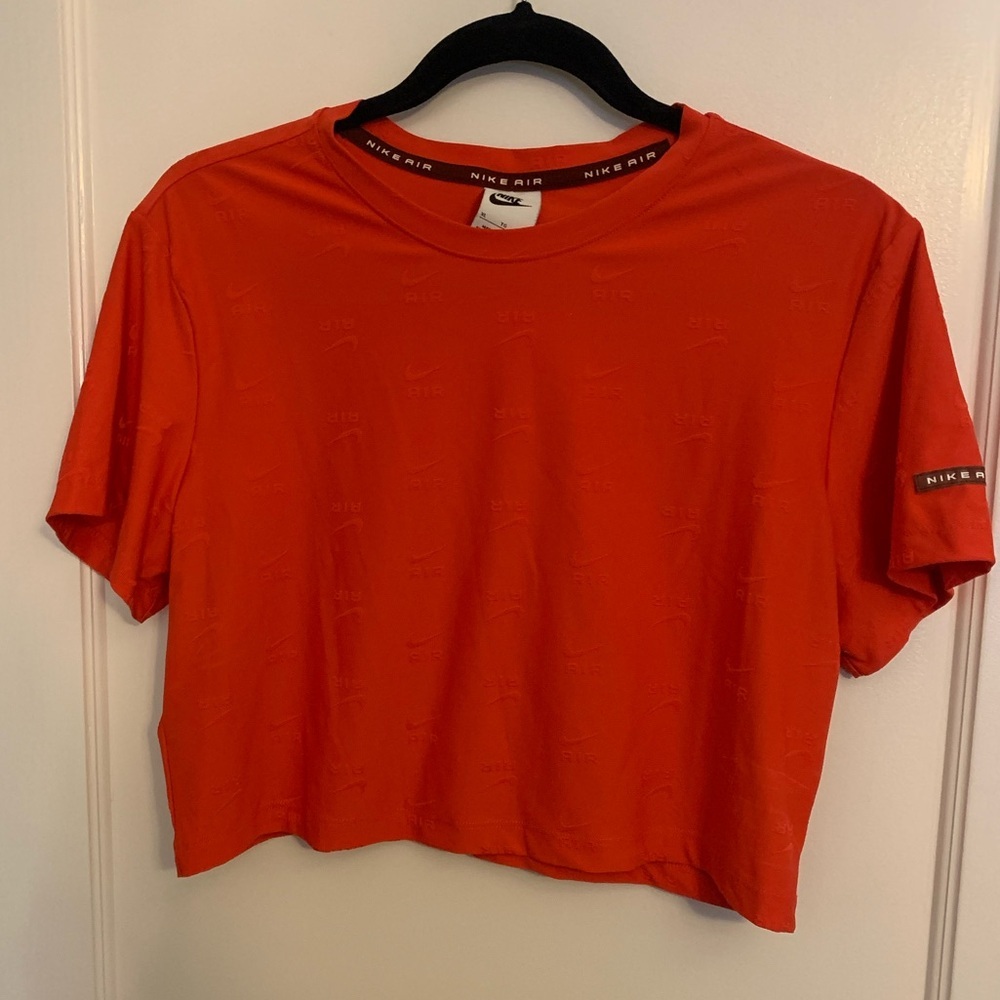 Nike Sportswear Air short sleeve crop t-shirt red orange, Women's size XL - Picture 5 of 10